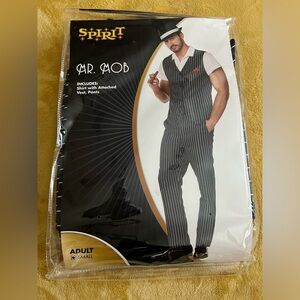 Mr. Mob black and white pinstripe costume perfect for a gangster or mobster look